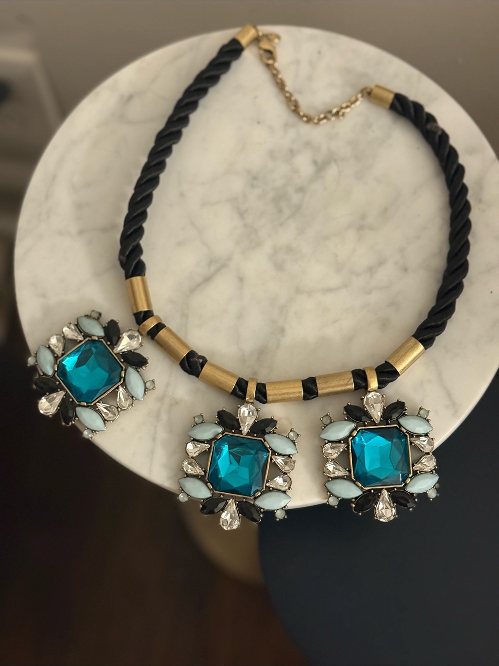 JCREW Teal Crystal Bib Necklace